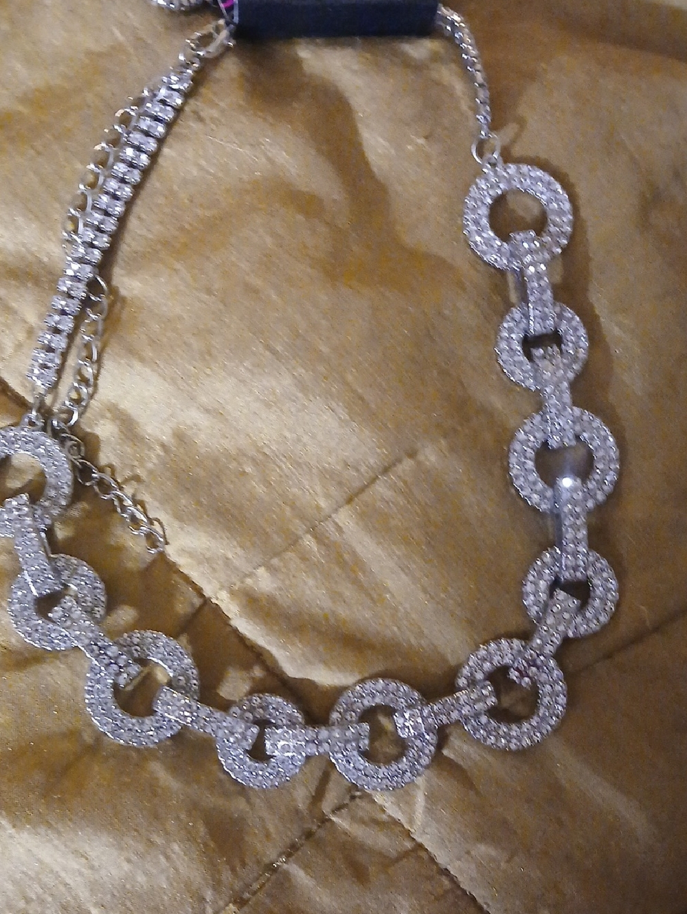 Silver Crystal Link Statement Necklace - Women's Jewelry
